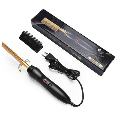 Evergreen Beauty & Health 2 in 1 Hot Comb Straightener Electric Hair Straightener and Curler