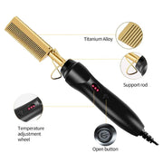 Evergreen Beauty & Health Gold / US 2 in 1 Hot Comb Straightener Electric Hair Straightener and Curler