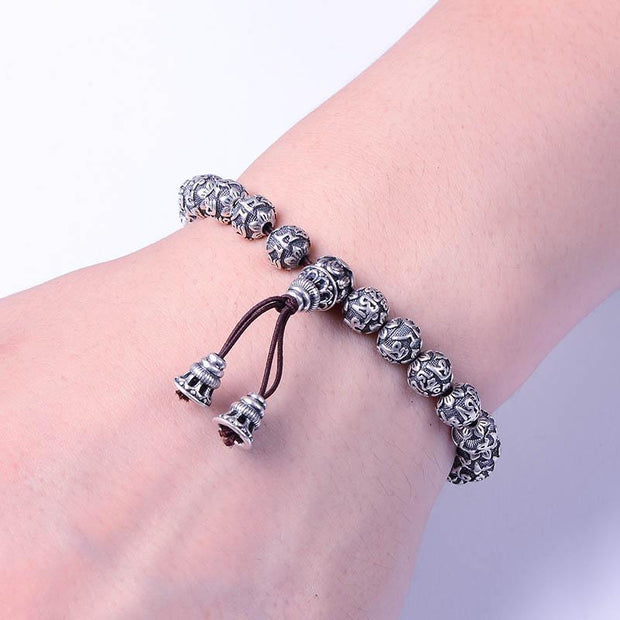 Evergreen Beauty & Health Silver 8m30g 999 Silver Tibetan Buddha Beads Bracelet
