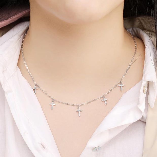 Evergreen Beauty & Health Crystal Cross Choker Necklace