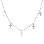 Evergreen Beauty & Health silver Crystal Cross Choker Necklace