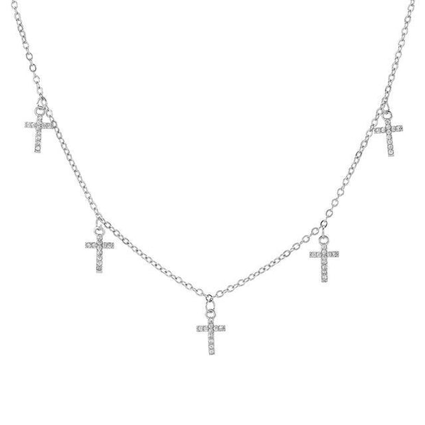 Evergreen Beauty & Health silver Crystal Cross Choker Necklace