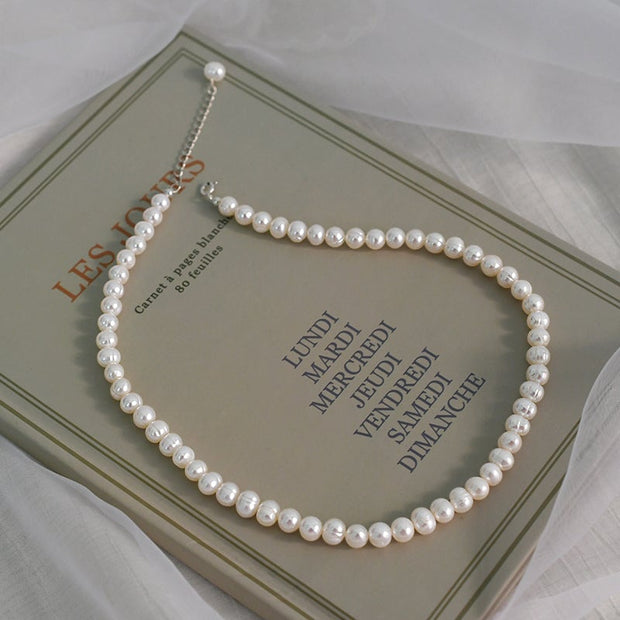 Evergreen Beauty & Health Freshwater Pearl Chokers Necklace 925 Sterling Silver