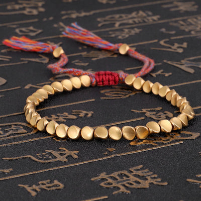 Evergreen Beauty & Health Copper Beads Handmade Tibetan Braided Copper Beads Bracelet