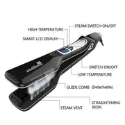 Evergreen Beauty & Health Professional Hair Straightener Steam Flat Iron and Curler
