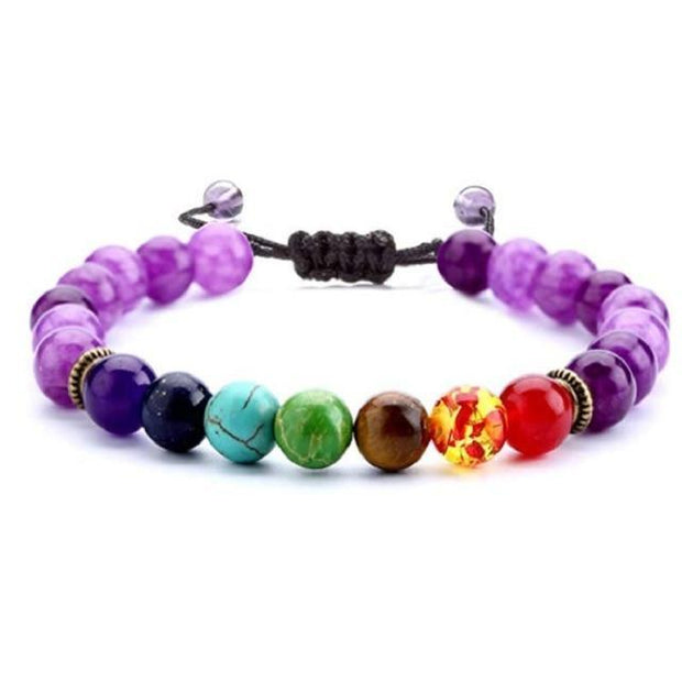 Evergreen Beauty & Health F / United States Volcanic Rock Colorful Chakra Beads Bracelet