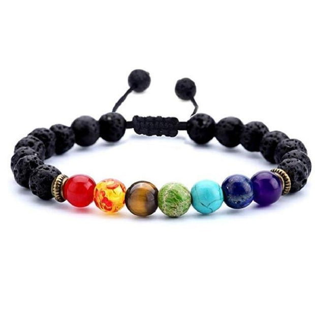 Evergreen Beauty & Health C / United States Volcanic Rock Colorful Chakra Beads Bracelet